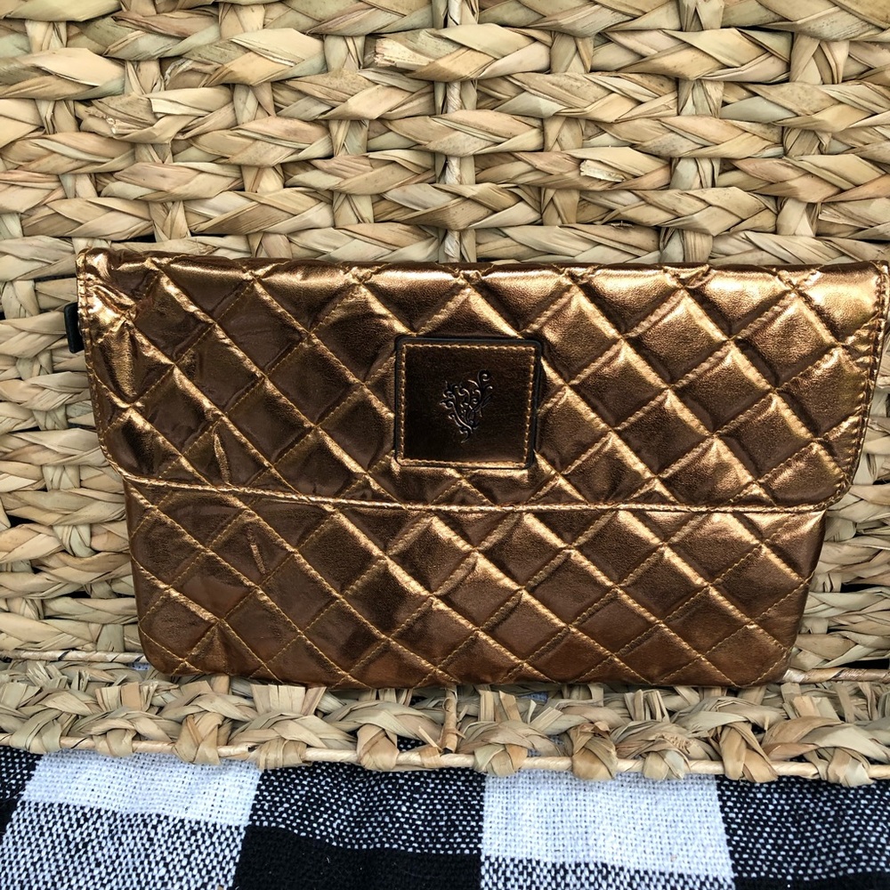 Younique Golden Quilted Clutch/Cosmetic Bag